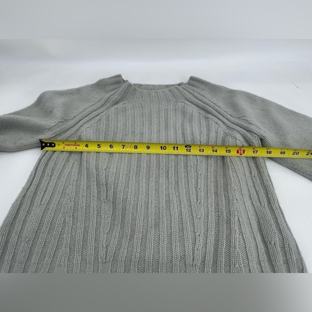 Vince Raglan Ribbed Wool And Cashmere Crew Grey Sweater - Picture 8 of 11